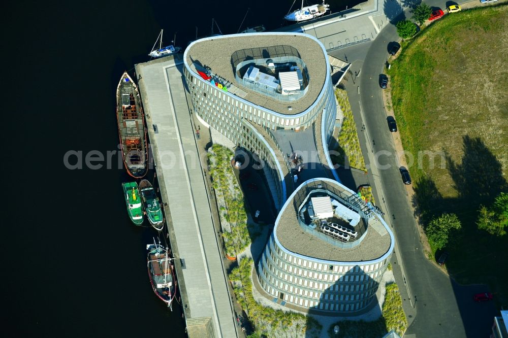 Aerial image Rostock - Office building AIDA Cruises - German Branch of Costa Crociere S.p.A. in Rostock in the state Mecklenburg - Western Pomerania, Germany