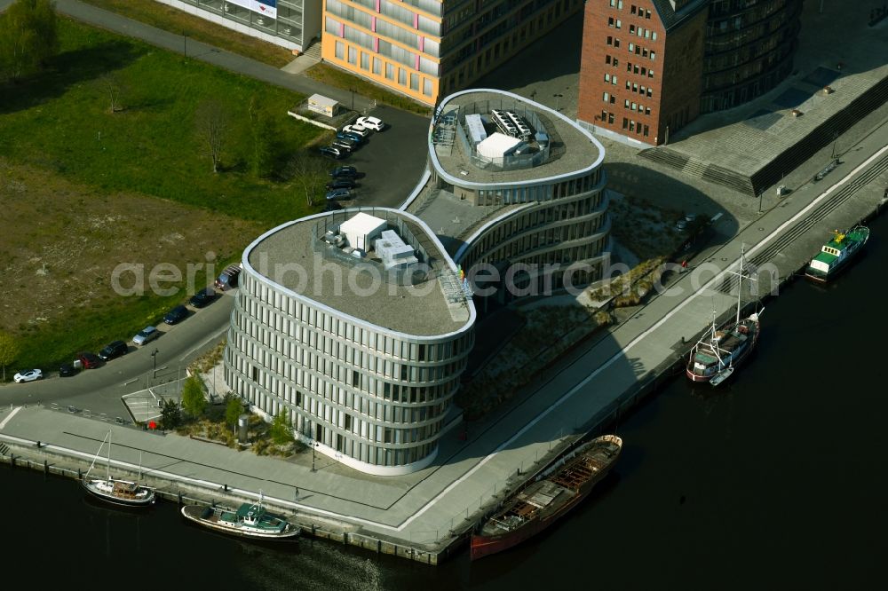 Aerial image Rostock - Office building AIDA Cruises - German Branch of Costa Crociere S.p.A. in Rostock in the state Mecklenburg - Western Pomerania, Germany