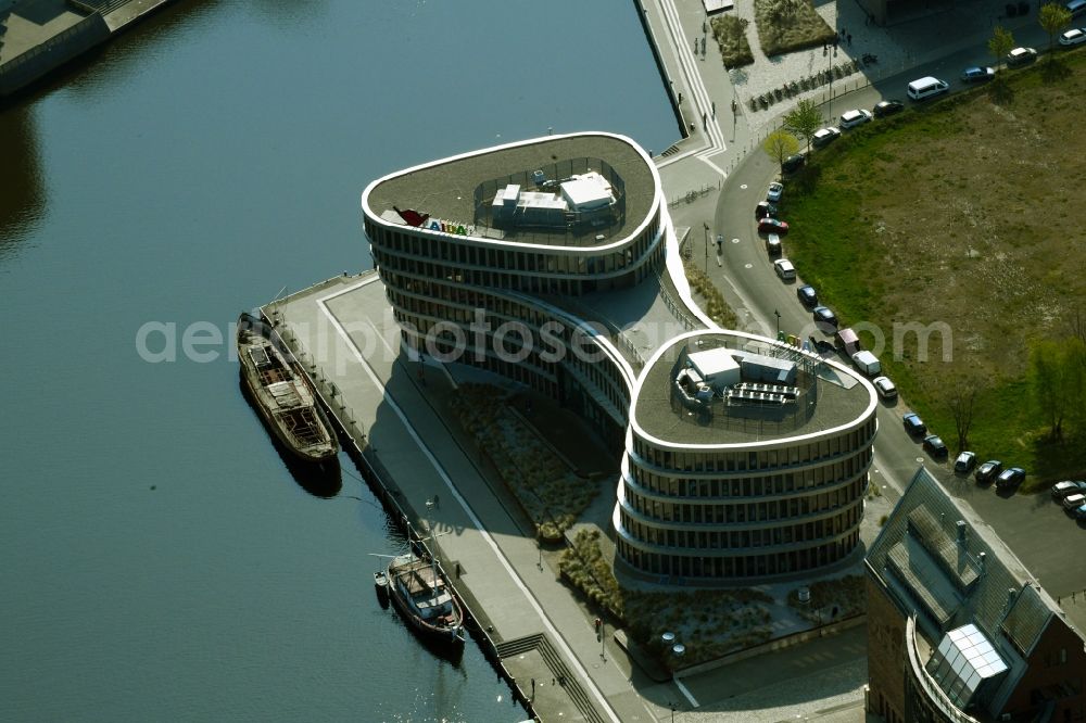 Rostock from above - Office building AIDA Cruises - German Branch of Costa Crociere S.p.A. in Rostock in the state Mecklenburg - Western Pomerania, Germany