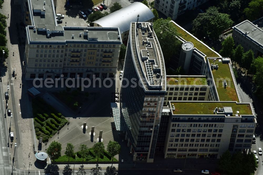 Berlin from above - Office building of Allianz Real Estate Germany GmbH in of Karl-Marx-Allee in Berlin, Germany