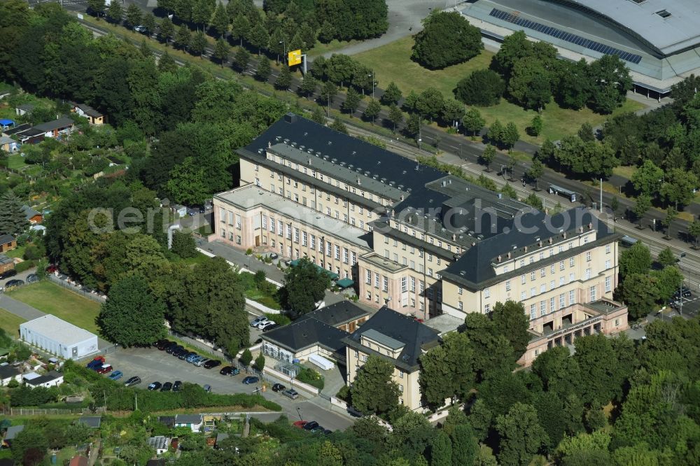 Aerial photograph Leipzig - Office building AOK PLUS - Filiale Leipzig Zentrum-West on Willmar-Schwabe-Strasse in Leipzig in the state Saxony