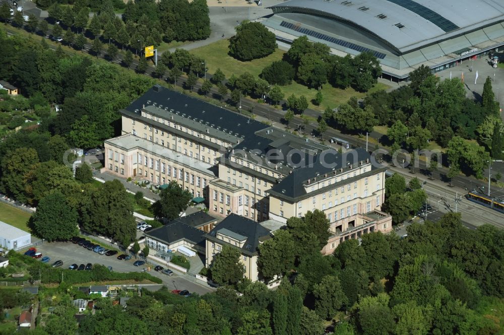 Aerial image Leipzig - Office building AOK PLUS - Filiale Leipzig Zentrum-West on Willmar-Schwabe-Strasse in Leipzig in the state Saxony