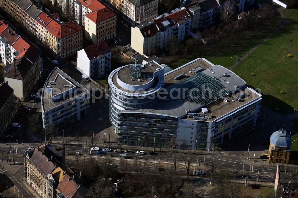 Leipzig from the bird's eye view: Office building AOK PLUS on Torgauer Platz in the district Volkmarsdorf in Leipzig in the state Saxony