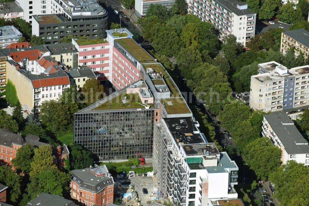 Berlin from above - Office building of BA?AA?D Gesandheitsvorsorge and Sicherheitstechnik GmbH on Spichernstrasse in the district Charlottenburg-Wilmersdorf in Berlin, Germany