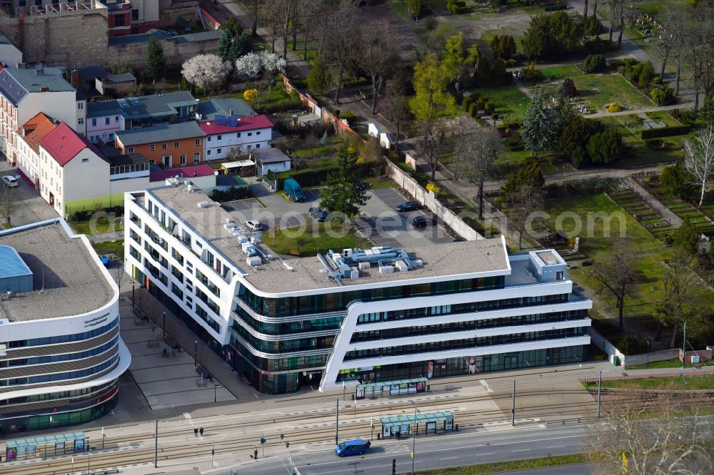 Brandenburg an der Havel from above - Office building on Bahnhofspassage in Brandenburg an der Havel in the state Brandenburg, Germany