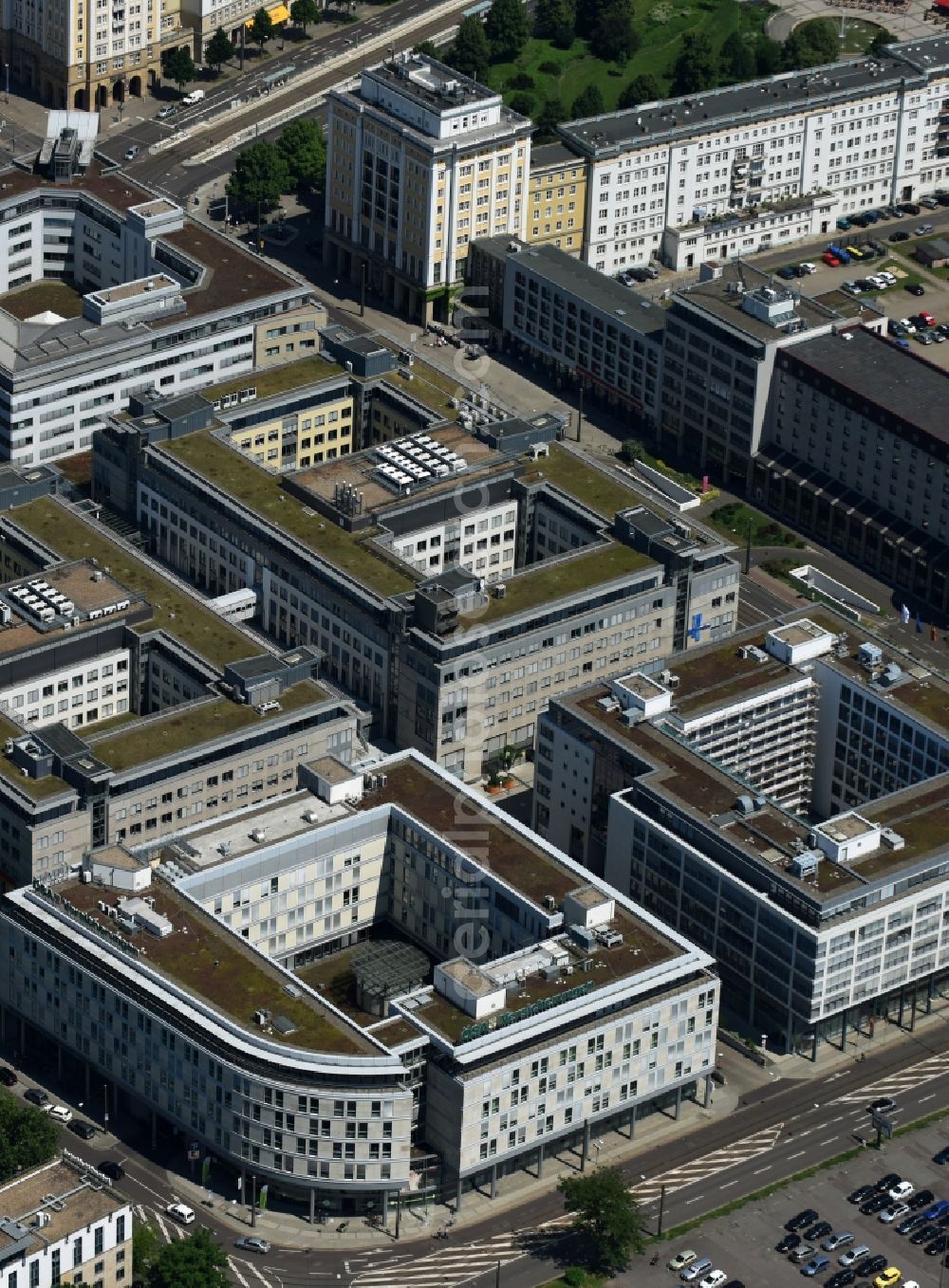 Magdeburg from above - Office building Bahnhofstrasse - Hasselbachstrasse in Magdeburg in the state Saxony-Anhalt