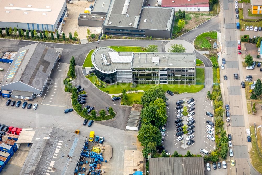 Dinslaken from above - Office building Baugesellschaft Walter Hellmich GmbH on Lanterstrasse in Dinslaken in the state North Rhine-Westphalia, Germany