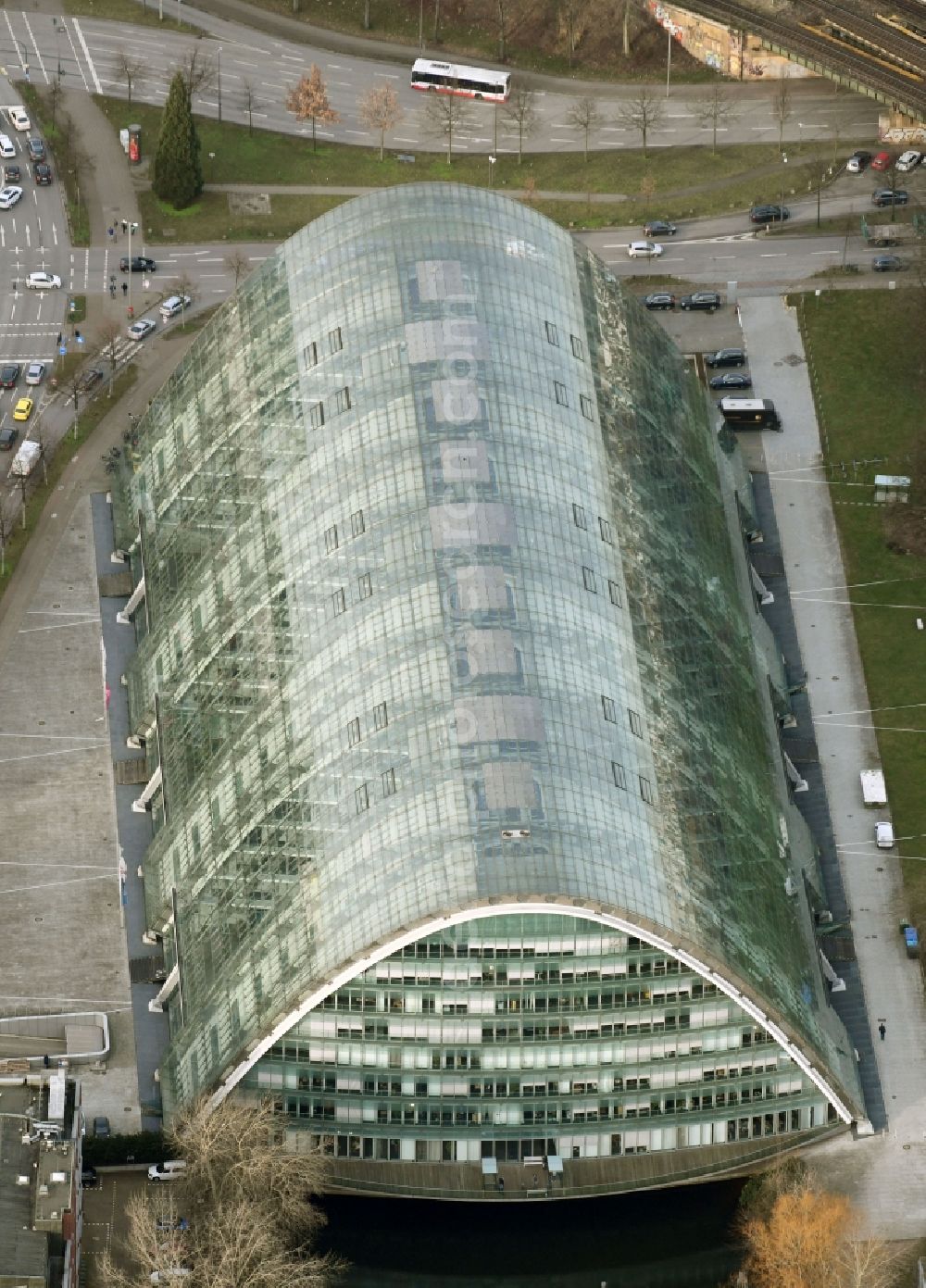 Aerial image Hamburg - Office building Berliner Bogen on Anckelmonnsplatz - Stoltenpark in Hamburg, Germany