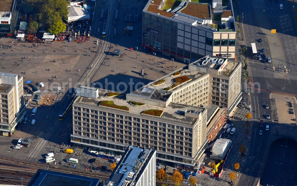 Berlin from above - Office building of the administrative house and business house of the Berlin savings bank / Landesbank Berlin AG on the Alexander's place in Berlin, Germany