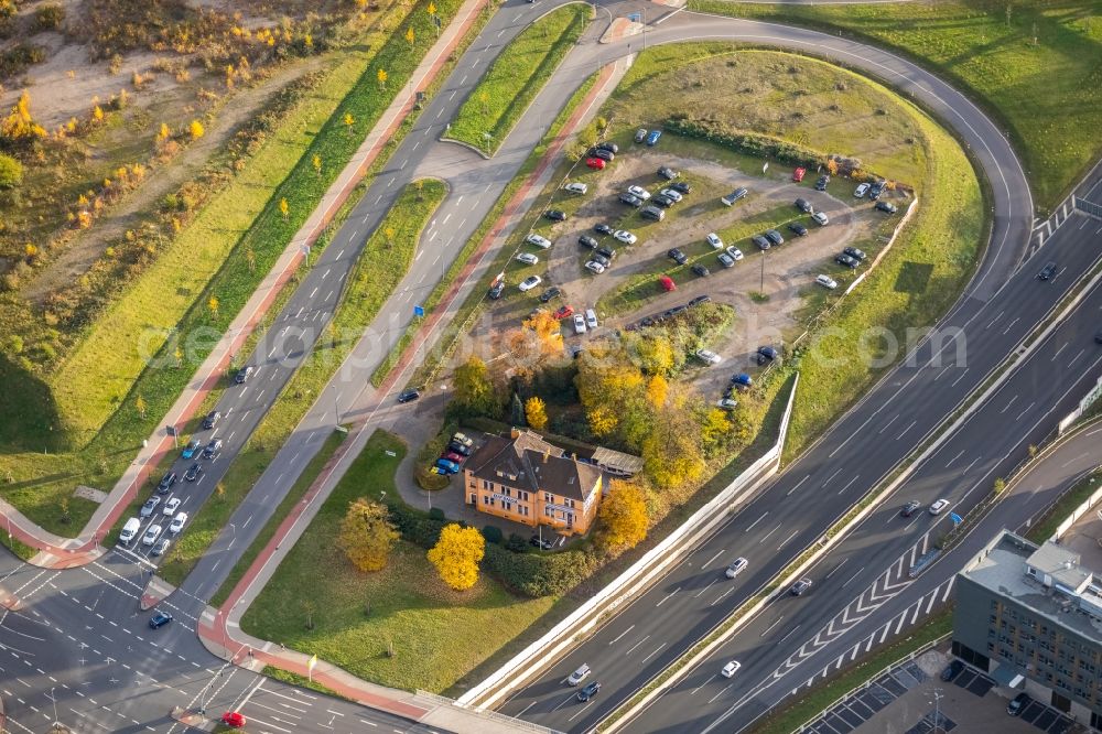 Duisburg from above - Office building of BIFUNDAA? GmbH Versicherungsmakler Am Gueterbahnhof in Duisburg in the state North Rhine-Westphalia, Germany