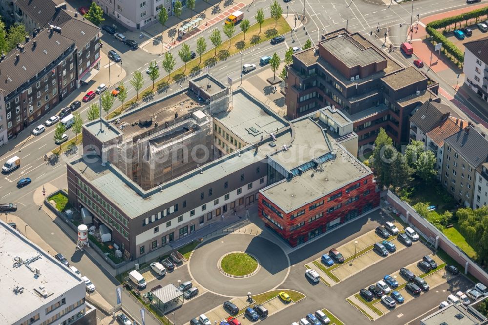 Bochum from above - Office building of Bochum-Gelsenkirchener Strassenbahnen Aktiengesellschaft BOGESTRA in Bochum in the state North Rhine-Westphalia, Germany