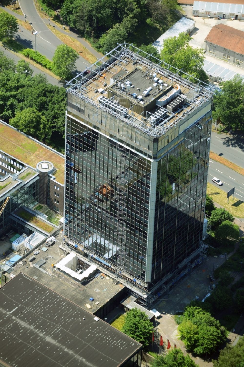 Bochum from above - Office building Knappschaft-Bahn-See in Bochum in the state North Rhine-Westphalia