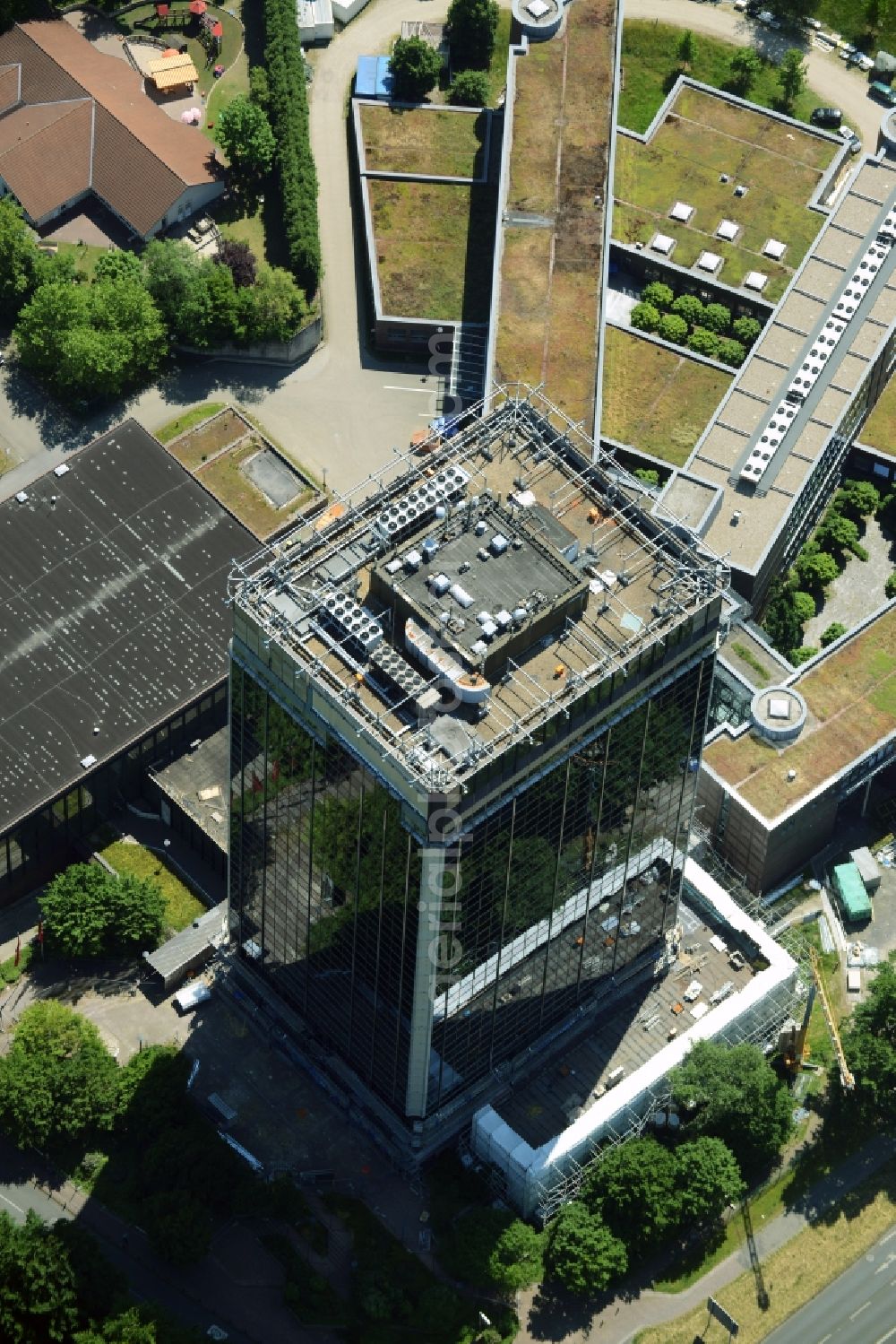 Bochum from above - Office building Knappschaft-Bahn-See in Bochum in the state North Rhine-Westphalia