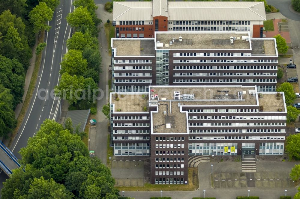 Bochum from above - Office building an der Wasserstrasse in Bochum in the state North Rhine-Westphalia