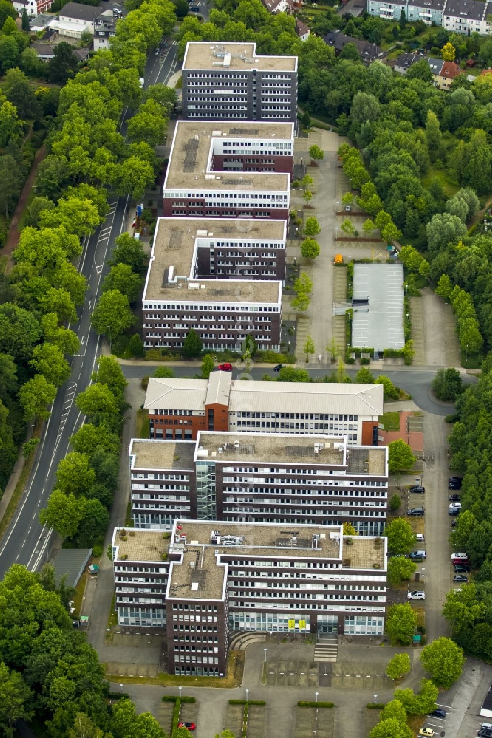 Bochum from the bird's eye view: Office building an der Wasserstrasse in Bochum in the state North Rhine-Westphalia