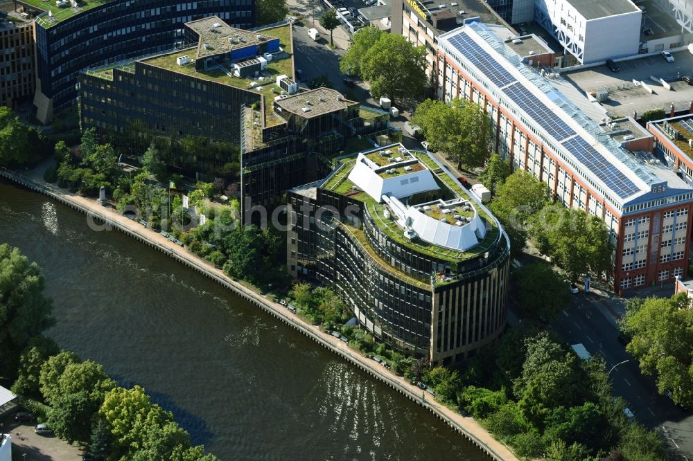 Berlin from above - Office building of Botschaft von Bangladesch and of Jonas & Redmann Group GmbH on Kaiserin-Augusta-Allee in the district Mitte in Berlin, Germany