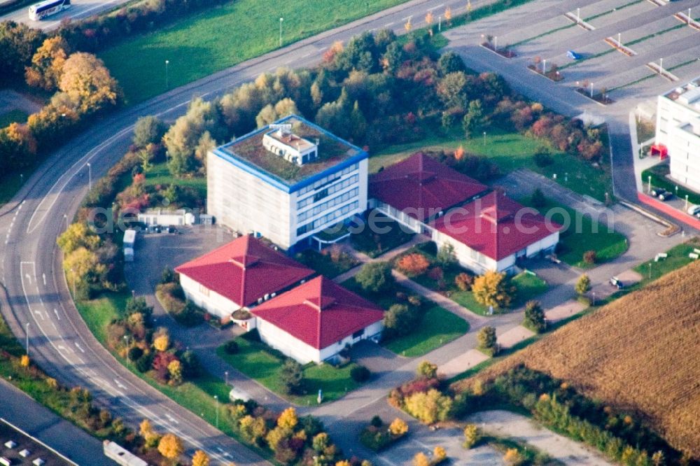 Ettlingen from the bird's eye view: Office building Bruker Physik GmbH in Ettlingen in the state Baden-Wuerttemberg