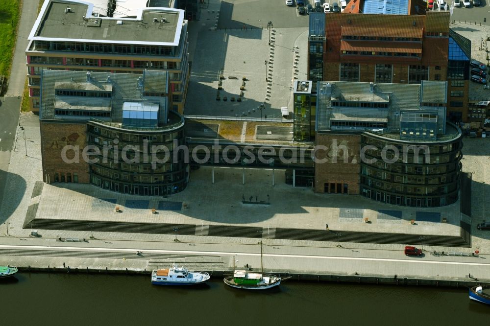 Rostock from above - Office building Businesscenter Stadthafen in Rostock in the state Mecklenburg - Western Pomerania, Germany