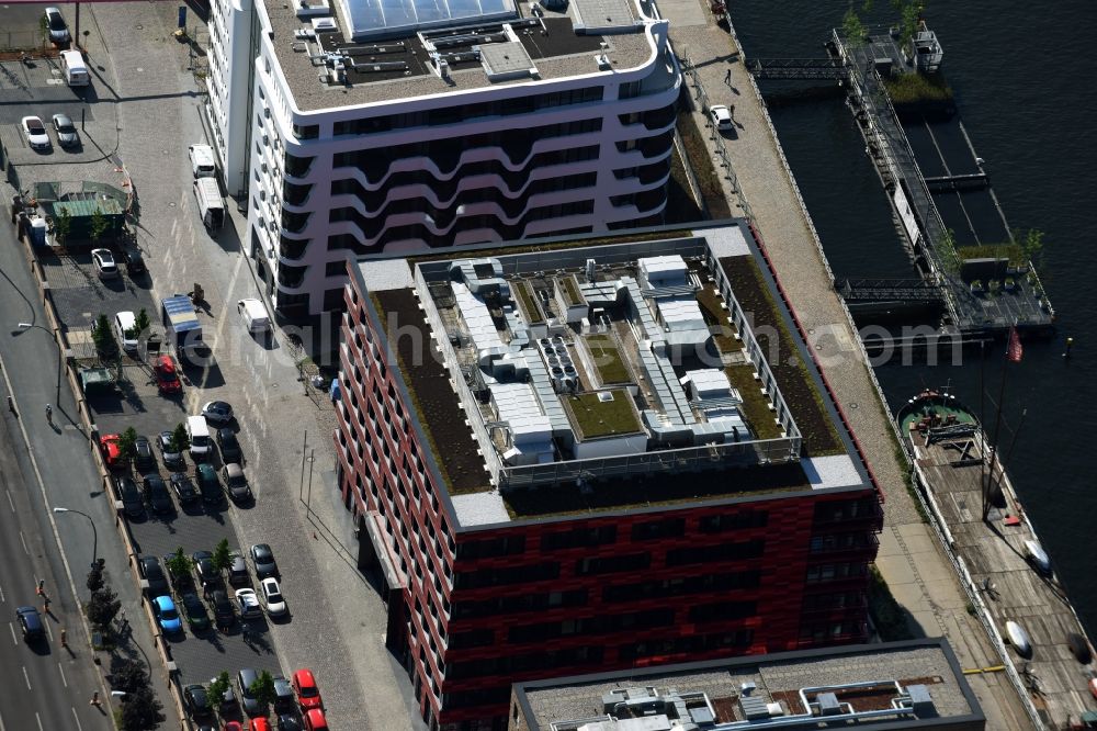 Berlin from above - Office building Coca Cola GmbH Deutschland an der Stralauer Allee in Berlin