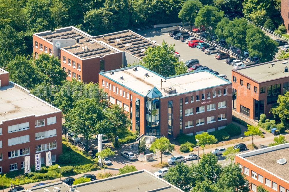 Aerial photograph Dortmund - Office building Dentona AG on Otto-Hahn-Strasse in Dortmund in the state North Rhine-Westphalia, Germany