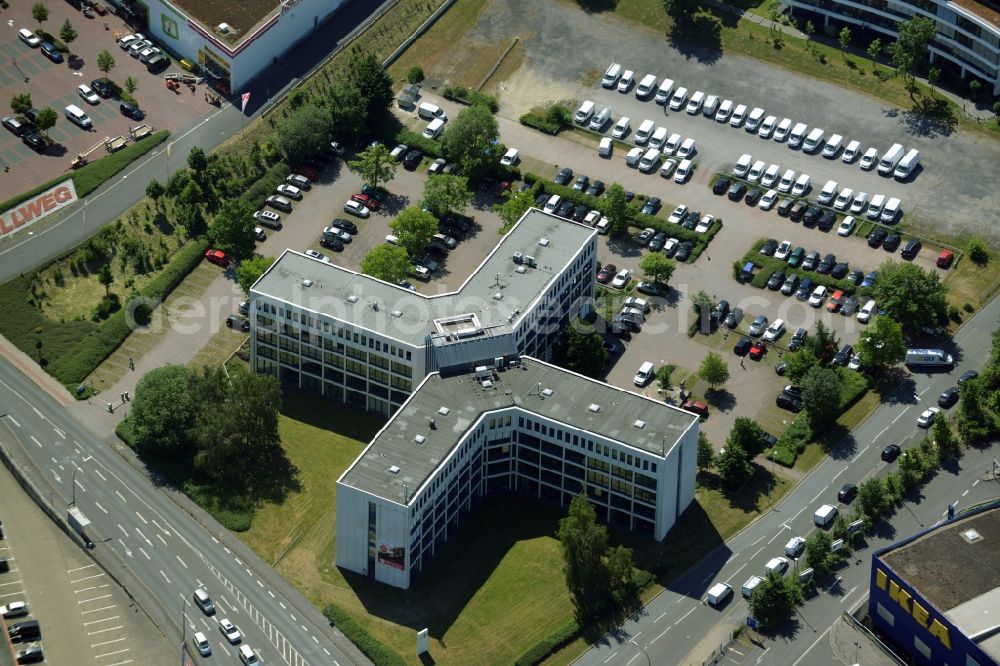 Dortmund from above - Office building der Deutsche Annington Westfalen GmbH in Dortmund in the state North Rhine-Westphalia