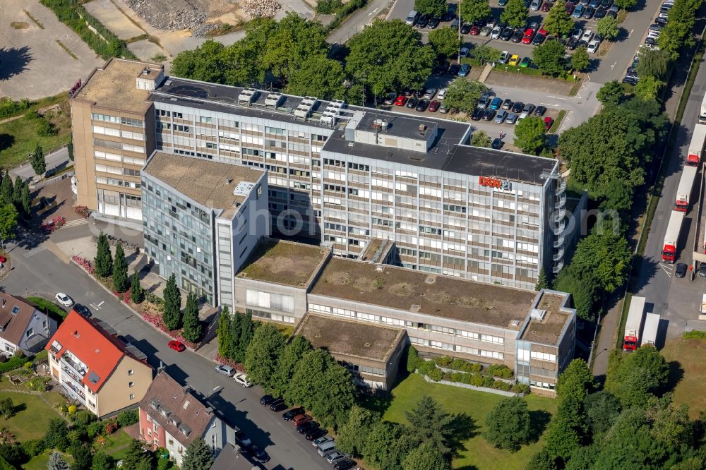 Dortmund from the bird's eye view: Office building of Dortmunof Stadtwerke AG on Deggingstrasse in Dortmund in the state North Rhine-Westphalia, Germany