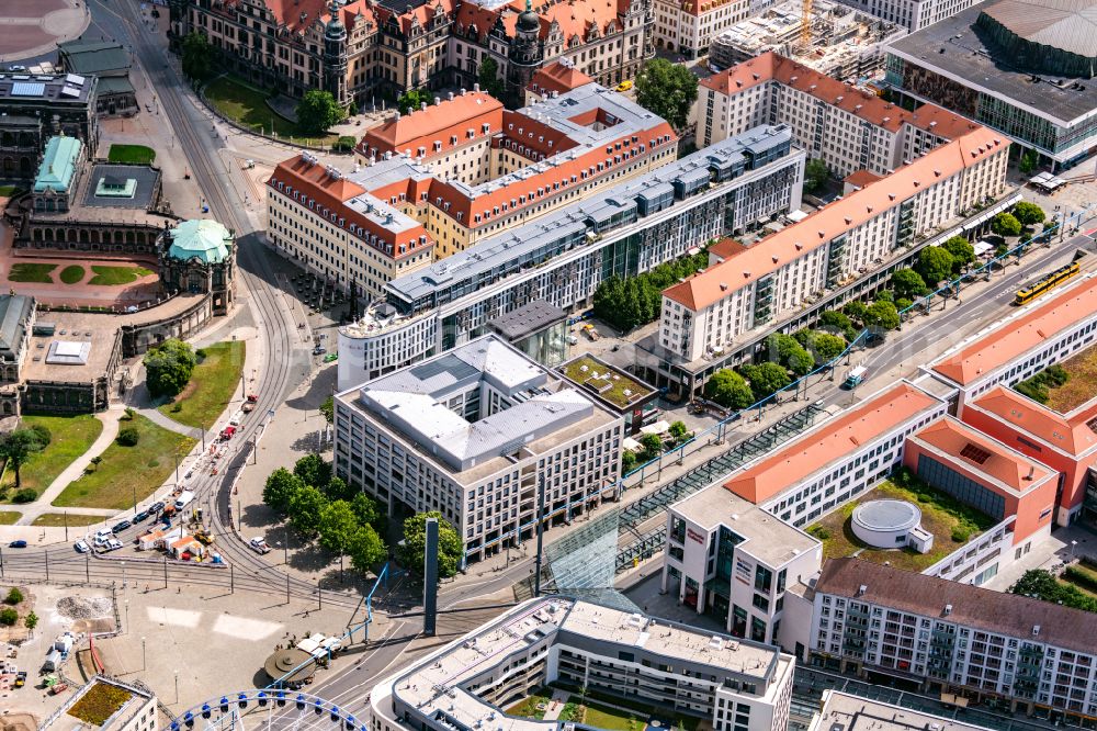 Aerial image Dresden - Office building on place Postplatz in the district Altstadt in Dresden in the state Saxony, Germany