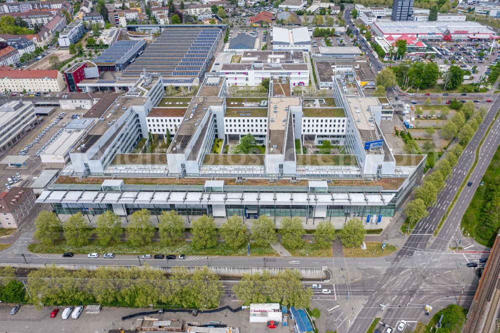 Aerial photograph Karlsruhe - Office building of ENBW Zentrale on Durlacher Allee in the district Oststadt in Karlsruhe in the state Baden-Wuerttemberg, Germany