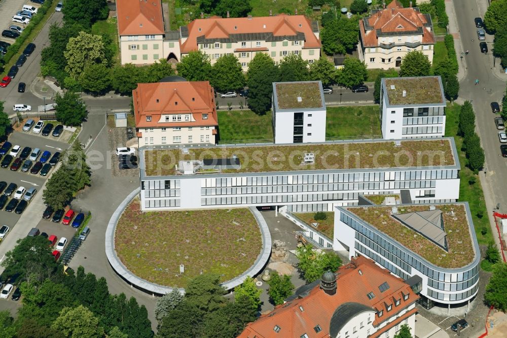 Markkleeberg from above - Office building of envia TEL GmbH on Friedrich-Ebert-Strasse in Markkleeberg in the state Saxony, Germany