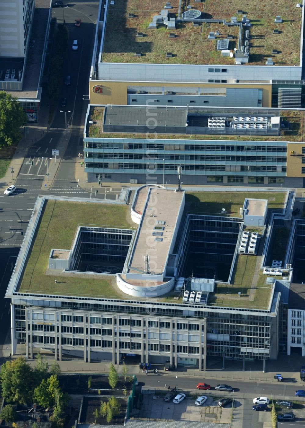 Aerial photograph Erfurt - Office building on Juri-Gagarin-Ring in Erfurt in the state Thuringia