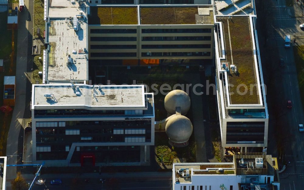 Berlin from the bird's eye view: Office building EUROPA-CENTER on Rudower Chaussee in the district Adlershof in Berlin, Germany