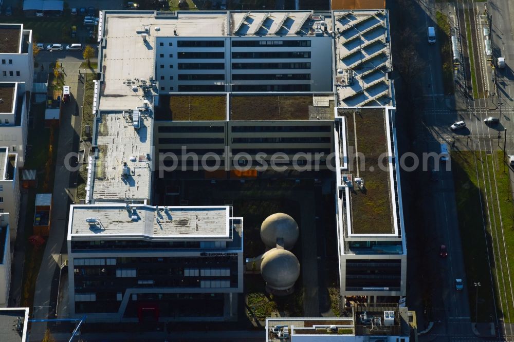 Aerial photograph Berlin - Office building EUROPA-CENTER on Rudower Chaussee in the district Adlershof in Berlin, Germany