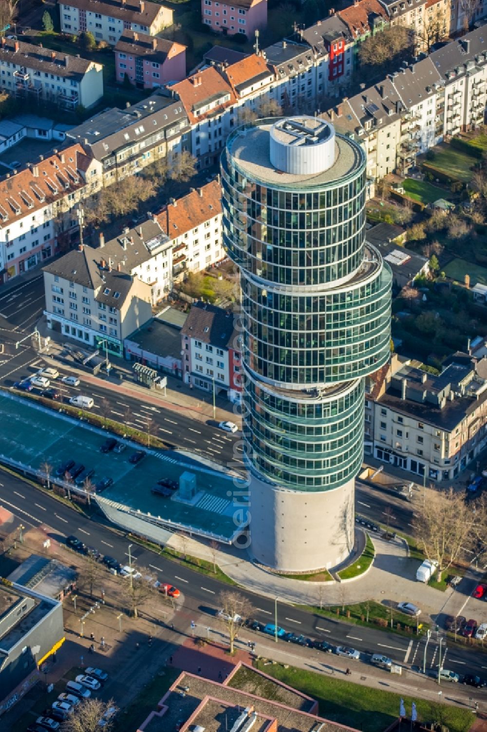 Aerial image Bochum - Office building of the administrative house and business house exzenterhaus in the district of Bochum the south in Bochum in the federal state North Rhine-Westphalia