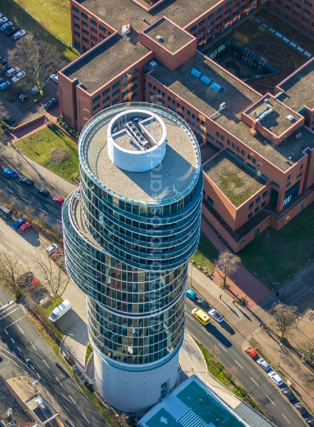 Bochum from above - Office building of the administrative house and business house exzenterhaus in the district of Bochum the south in Bochum in the federal state North Rhine-Westphalia