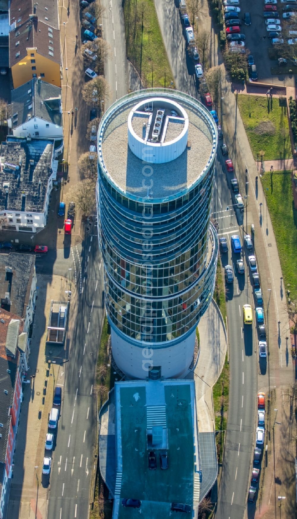 Bochum from the bird's eye view: Office building of the administrative house and business house exzenterhaus in the district of Bochum the south in Bochum in the federal state North Rhine-Westphalia