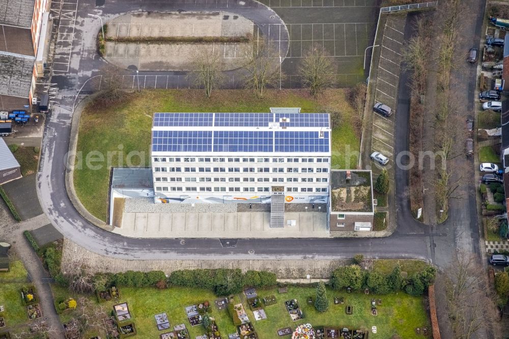 Hamm from above - Office building of First Debit GmbH Am Huelsenbusch in Hamm in the state North Rhine-Westphalia, Germany