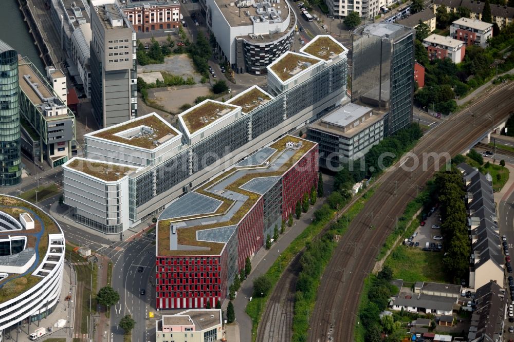 Aerial image Düsseldorf - Office building FLOAT between Franzsiusstrasse and Holzstrasse in the district Unterbilk in Duesseldorf at Ruhrgebiet in the state North Rhine-Westphalia, Germany