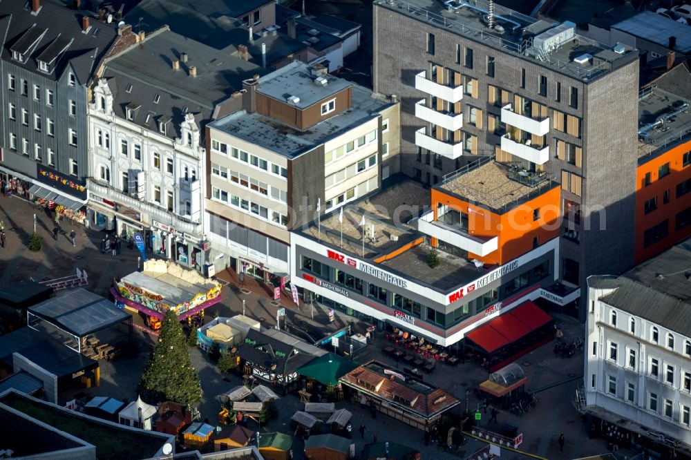 Aerial photograph Herne - Office building of FUNKE MEDIEN NRW GmbH on Bahnhofstrasse in Herne in the state North Rhine-Westphalia, Germany