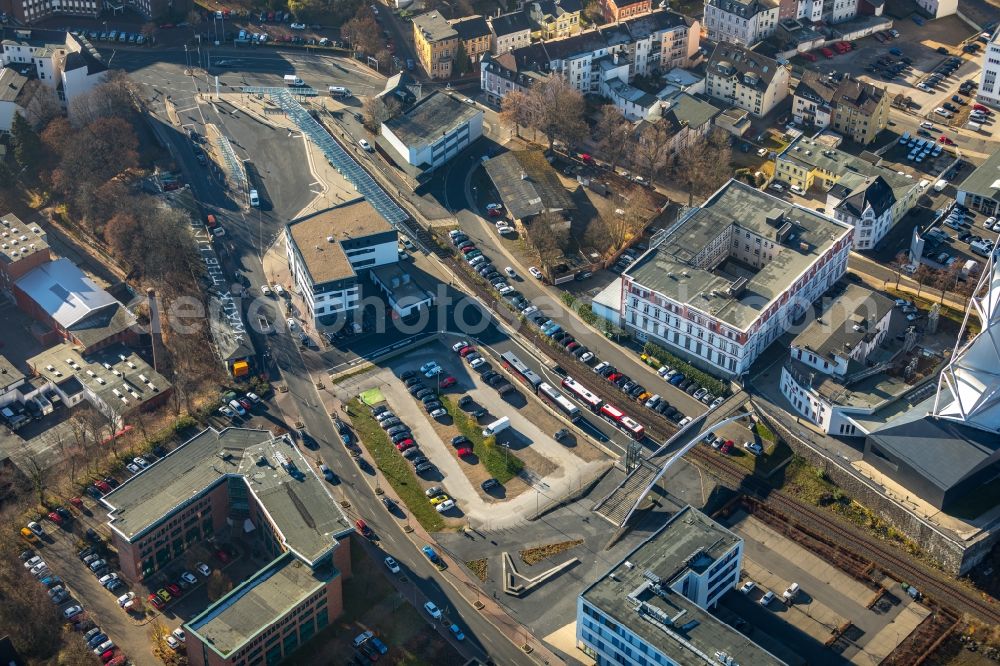 Lüdenscheid from above - Office building GARANT PERSONAL GmbH on Bahnhofsallee in Luedenscheid in the state North Rhine-Westphalia, Germany