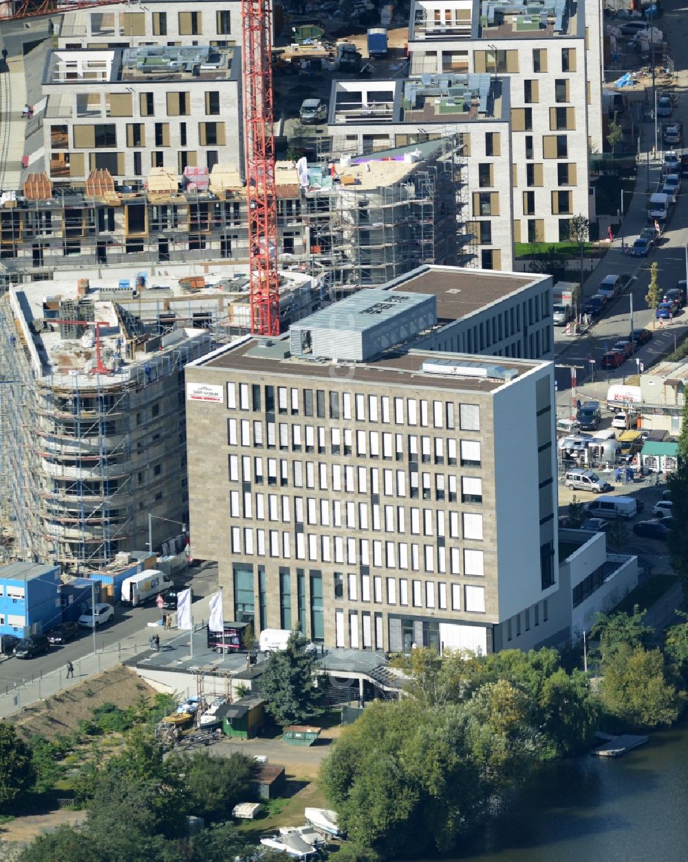 Offenbach am Main from above - Office building am Nordring Hafen in Offenbach am Main in the state Hesse