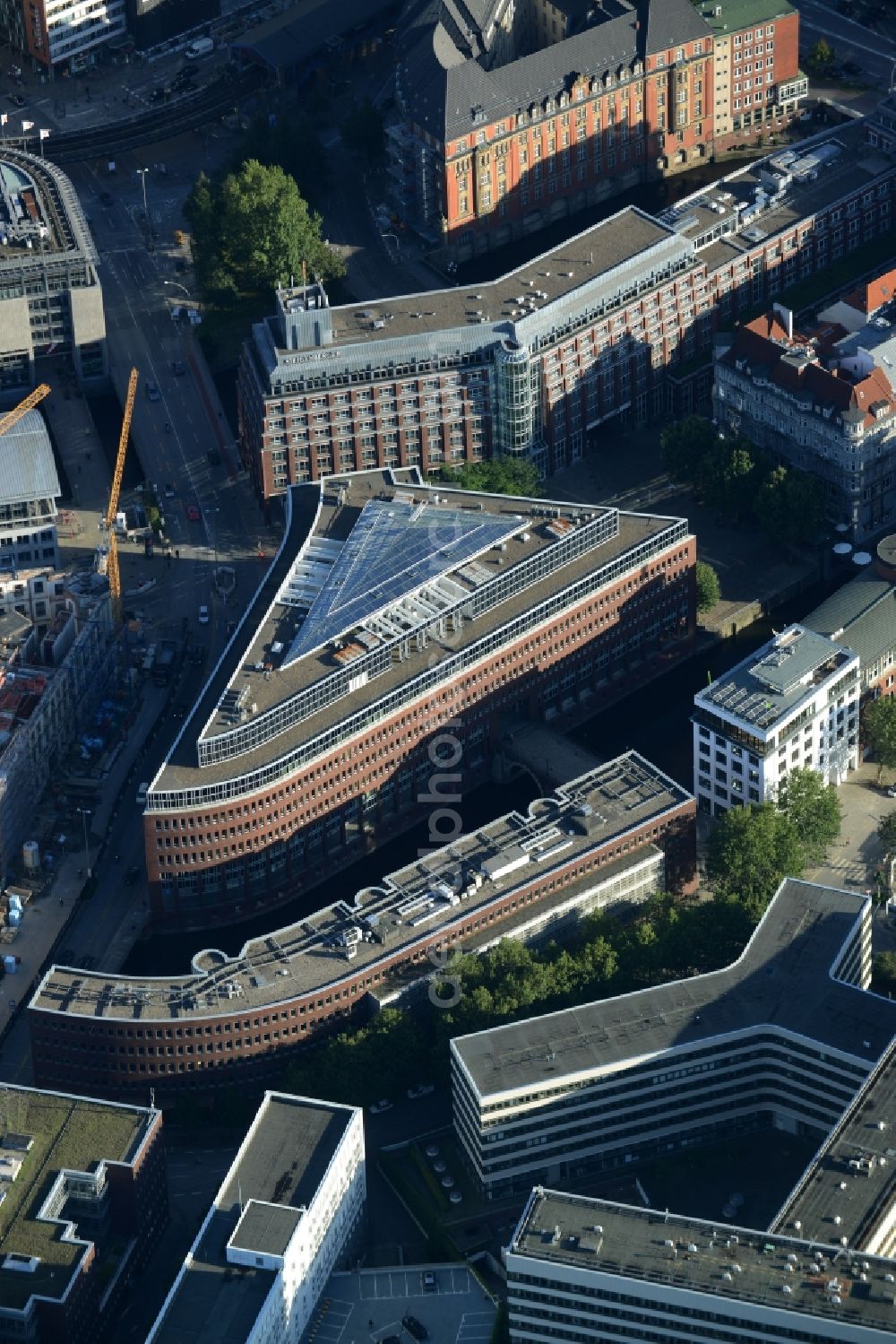 Hamburg from above - Office building Fleethof in Hamburg in Germany. This building is administrated by the Regus Group Company