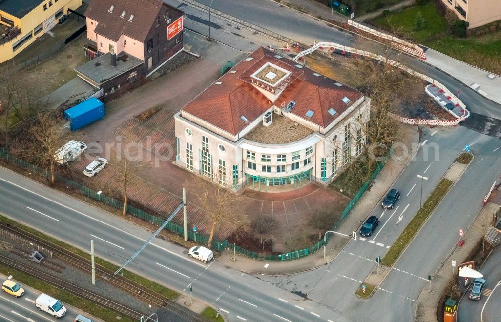 Bochum from above - Office building of Hamon Thermal Germany GmbH on Alte Wittener Strasse corner Wittener Strasse in Bochum in the state North Rhine-Westphalia, Germany