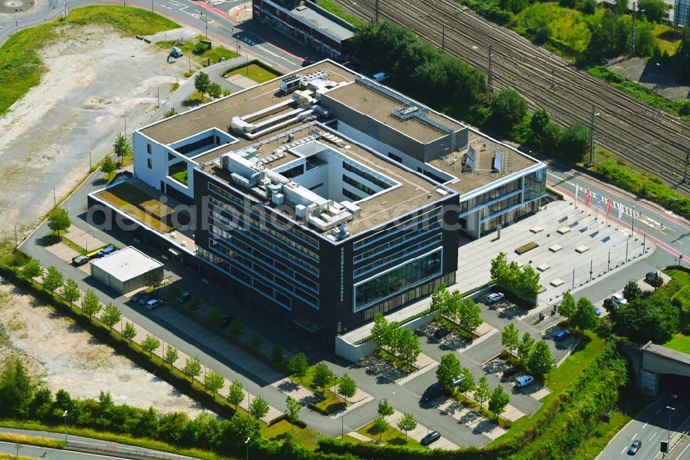 Bielefeld from above - Office building of Handwerkskammer am Campus Handwerk in the district Mitte in Bielefeld in the state North Rhine-Westphalia, Germany