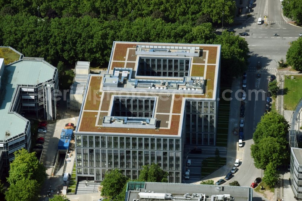 Hamburg from above - Office building of HANSAINVEST on Ueberseering destrict Winterhude in Hamburg