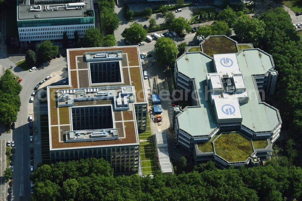 Hamburg from above - Office building of HANSAINVEST on Ueberseering destrict Winterhude in Hamburg