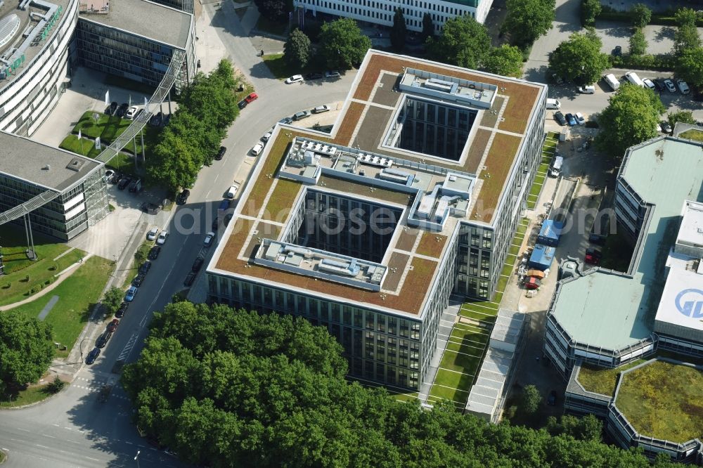 Aerial image Hamburg - Office building of HANSAINVEST on Ueberseering destrict Winterhude in Hamburg