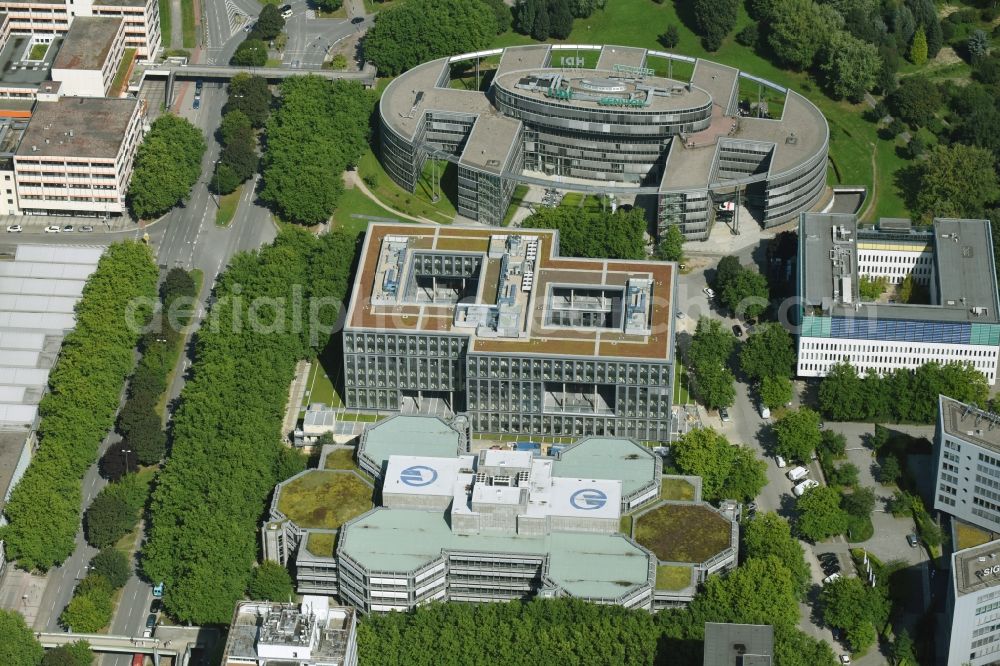 Hamburg from the bird's eye view: Office building of HANSAINVEST on Ueberseering destrict Winterhude in Hamburg