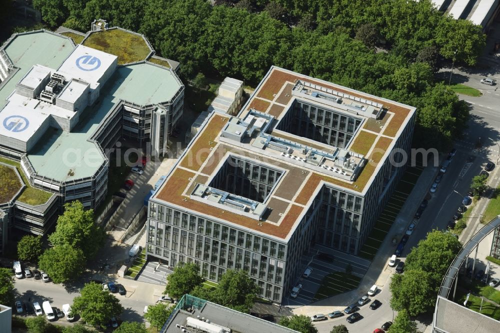 Hamburg from above - Office building of HANSAINVEST on Ueberseering destrict Winterhude in Hamburg