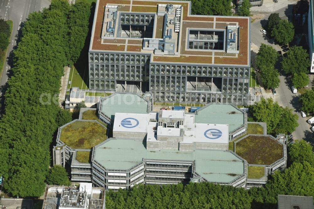 Hamburg from the bird's eye view: Office building of HANSAINVEST on Ueberseering destrict Winterhude in Hamburg