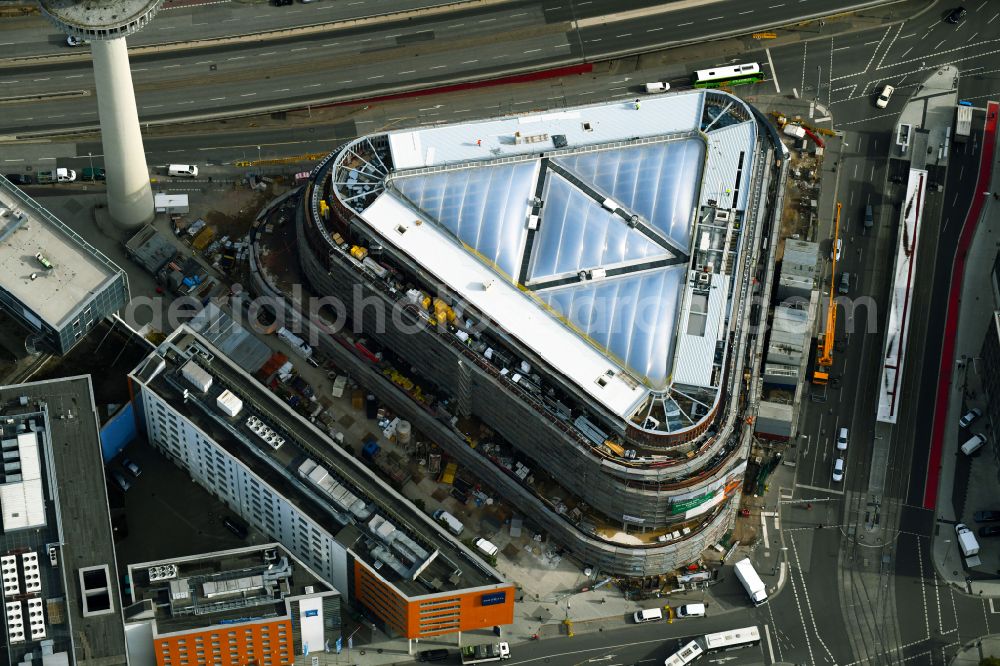 Hannover from above - Office building of the administration and commercial building Headquarters of Deutsche Bahn on Rundestrasse in the Mitte district of Hanover in the state of Lower Saxony, Germany